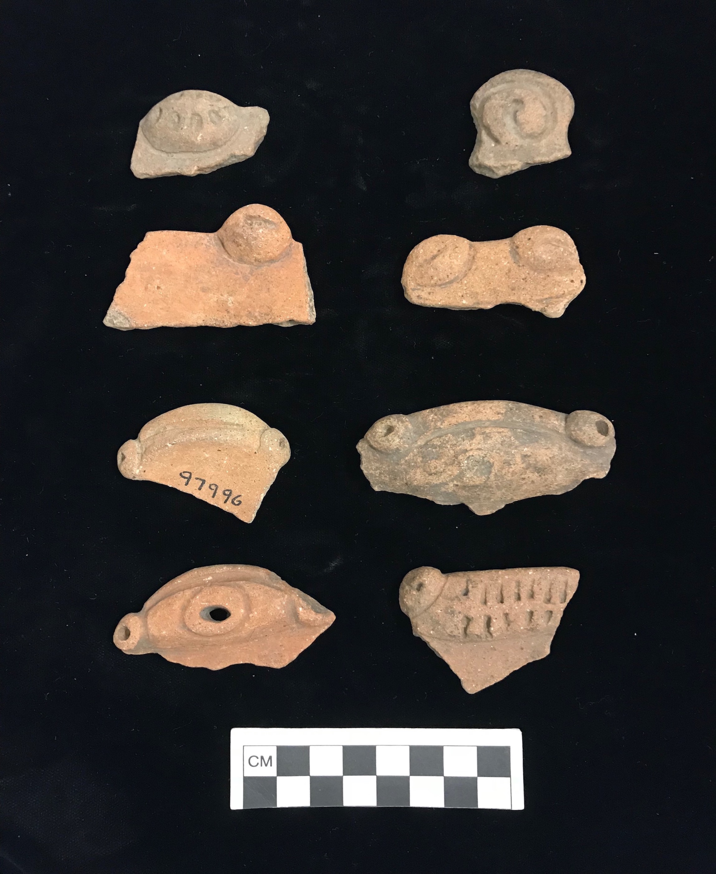 Plate II. PEARLS RIM LUGGED SHERDS. FLMNH Acc. Nos. 97990, 97994, 97995, and 97996.