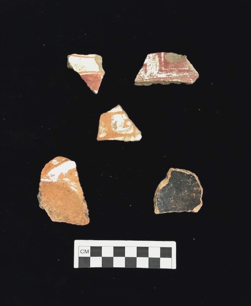 Plate I. PEARLS WHITE PAINTED SHERDS. Black Painted Interior (5, #9 in Bullen 1964. FLMNH Acc. Nos. 97992,97993,97995, and 97996.